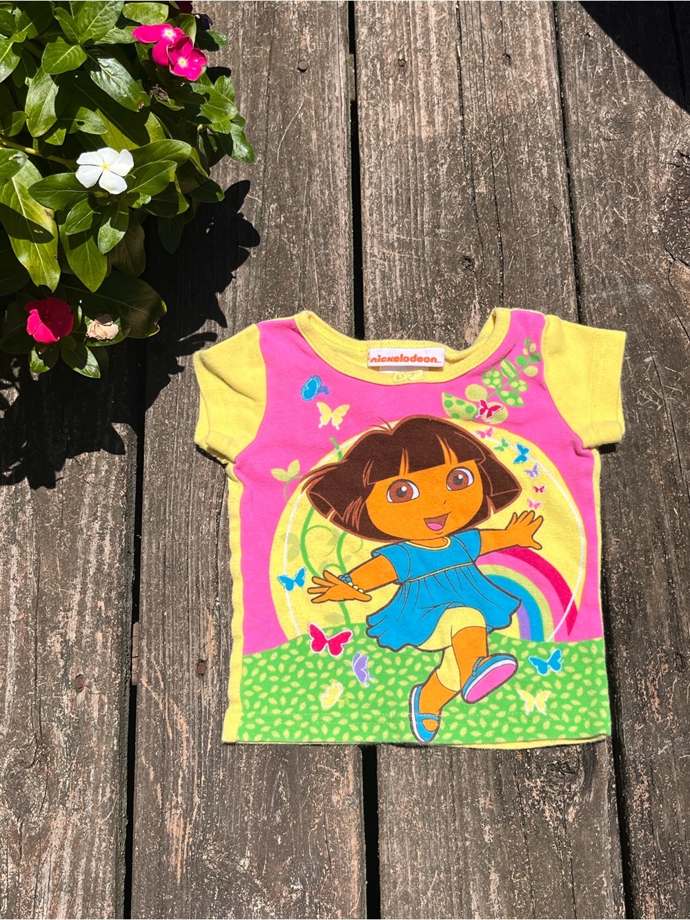 Nickelodeon Dora Graphic Tee in Yellow, Pink & Green